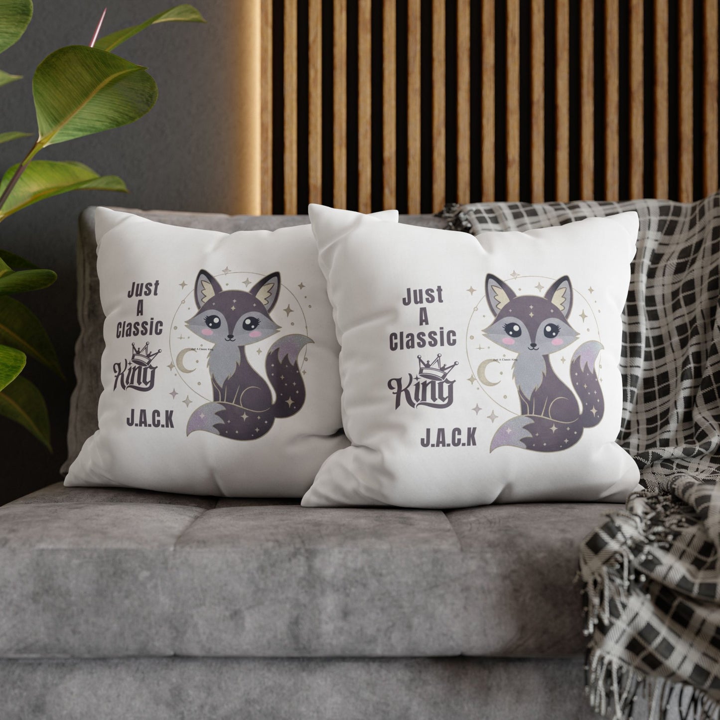 Personalized Initial Quote Fox — Custom Sayings on Square Poly Canvas Pillowcase