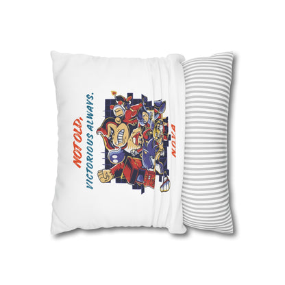 Personalized Initial Quote Cartoon — Custom Sayings on Square Poly Canvas Pillowcase