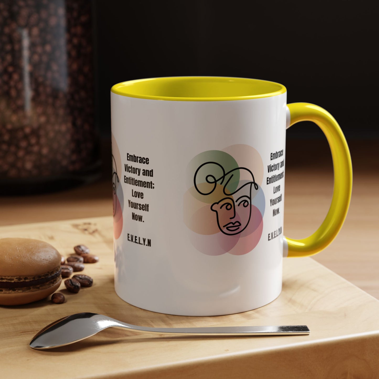 Personalized Initial Sketch Girl Accent Coffee Mug