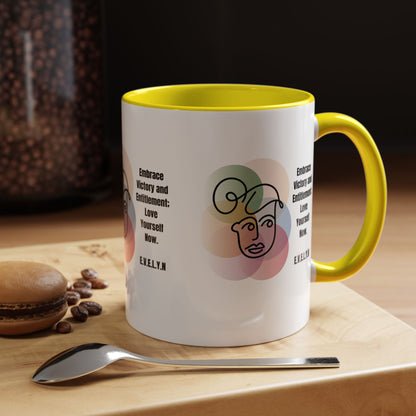 Personalized Initial Sketch Girl Accent Coffee Mug