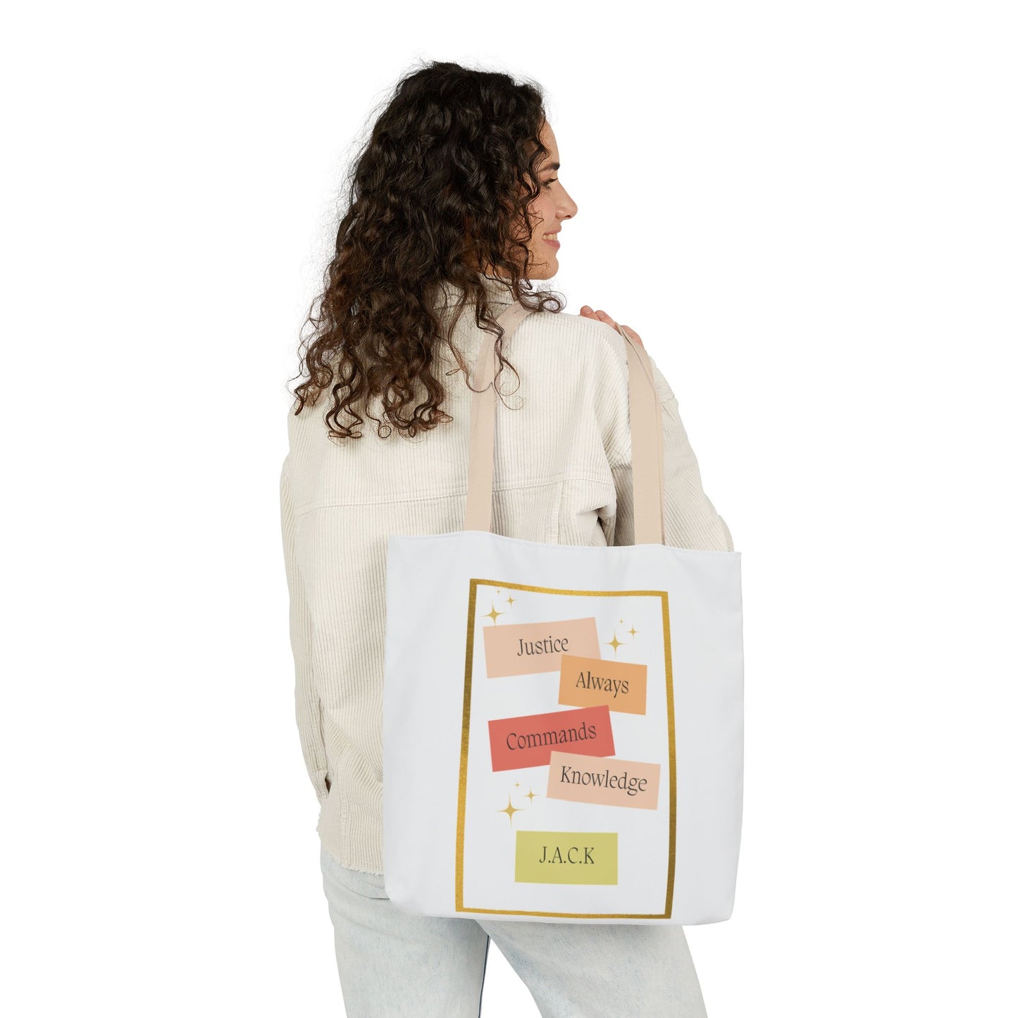 Personalized Initial Quote Inspirational Canvas Tote Custom Name