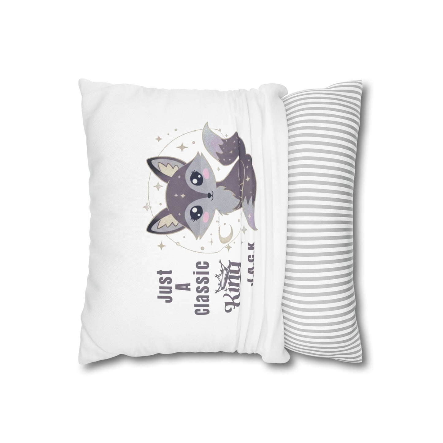 Personalized Initial Quote Fox — Custom Sayings on Square Poly Canvas Pillowcase