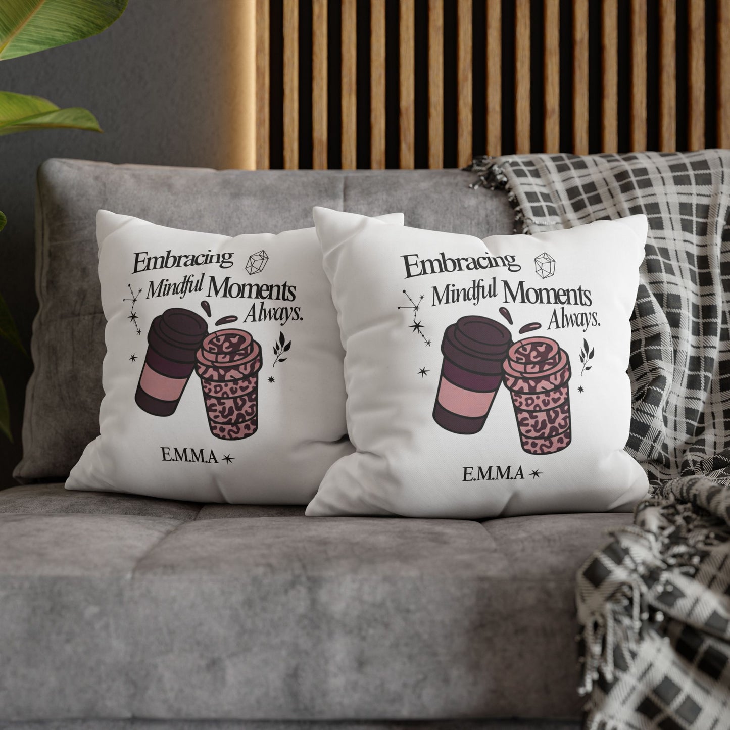 Personalized Initial Quote Girly Coffee — Custom Sayings on Square Poly Canvas Pillowcase