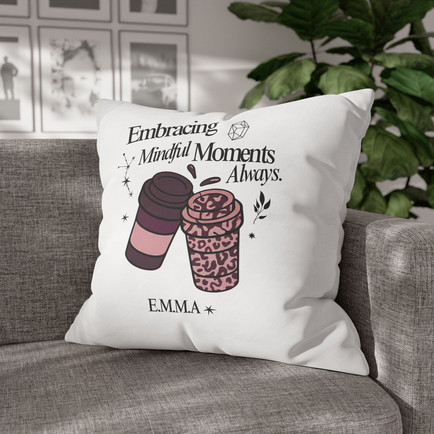 Personalized Initial Quote Girly Coffee — Custom Sayings on Square Poly Canvas Pillowcase