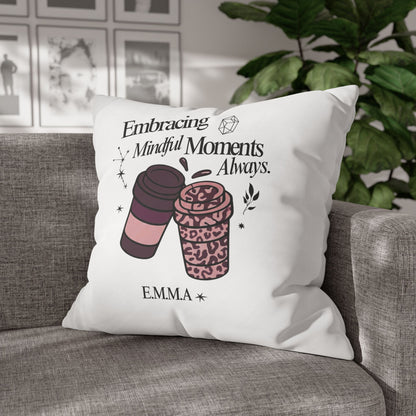 Personalized Initial Quote Girly Coffee — Custom Sayings on Square Poly Canvas Pillowcase