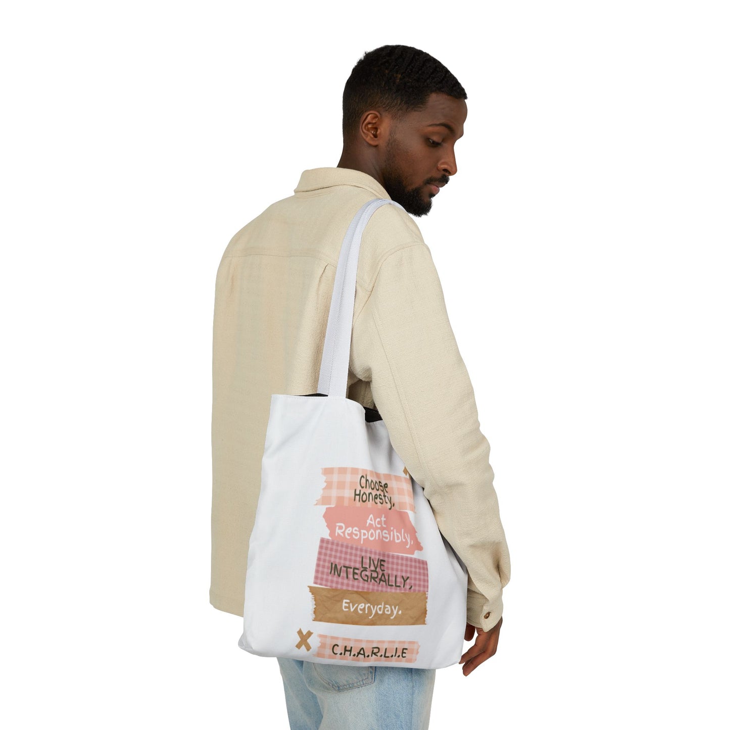Personalized Initial Quote Note Lines Canvas Tote Custom Name