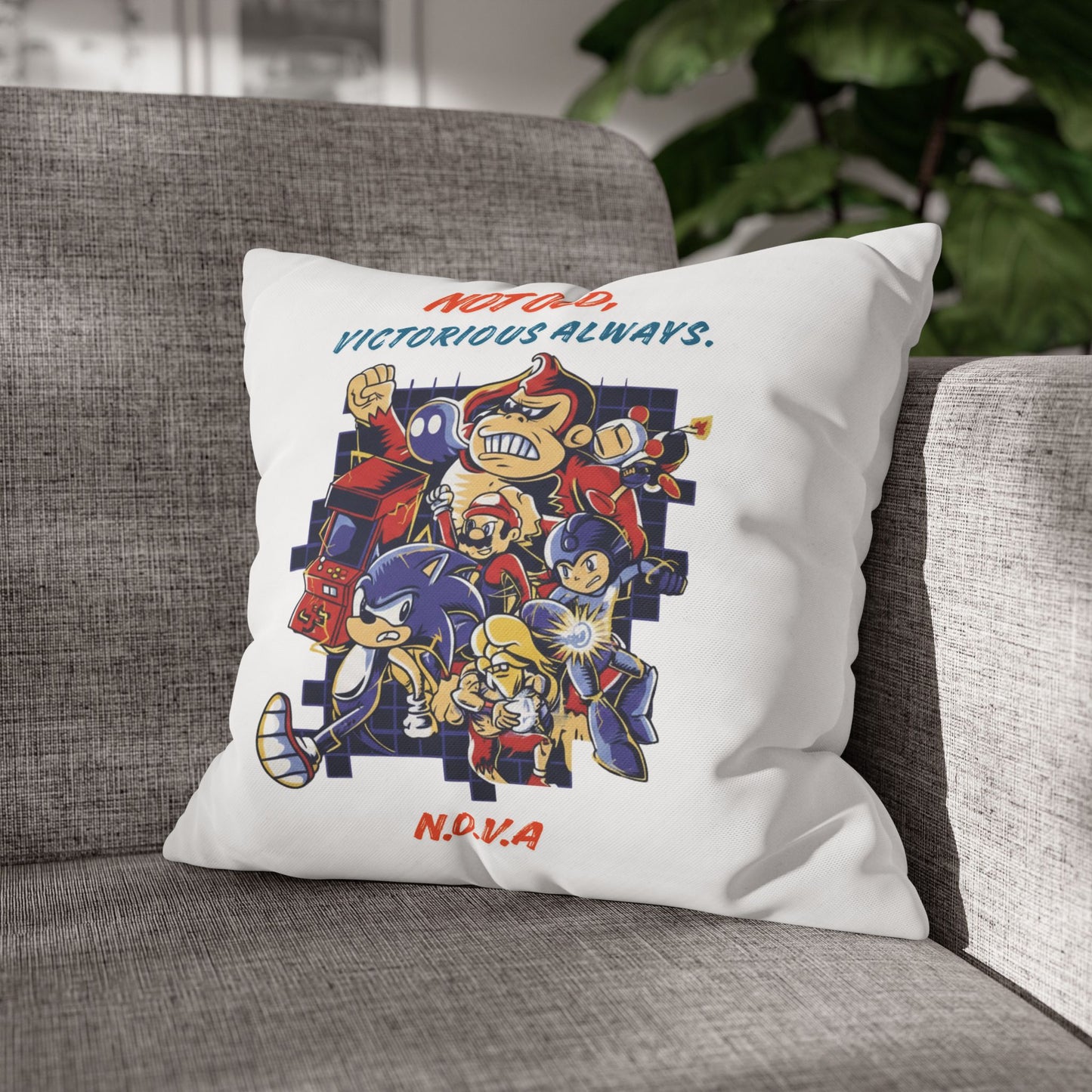 Personalized Initial Quote Cartoon — Custom Sayings on Square Poly Canvas Pillowcase