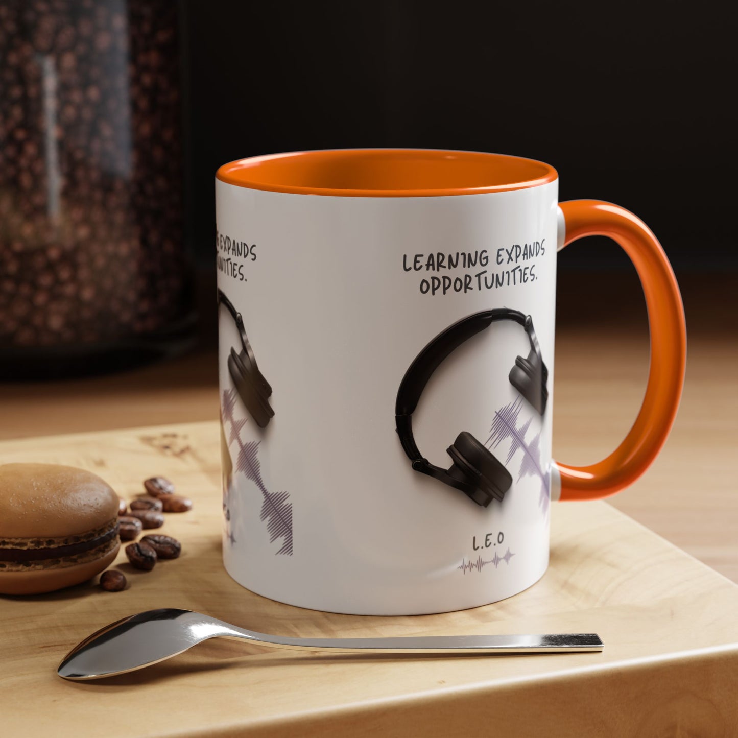 Personalized Initial Headphones Accent Coffee Mug