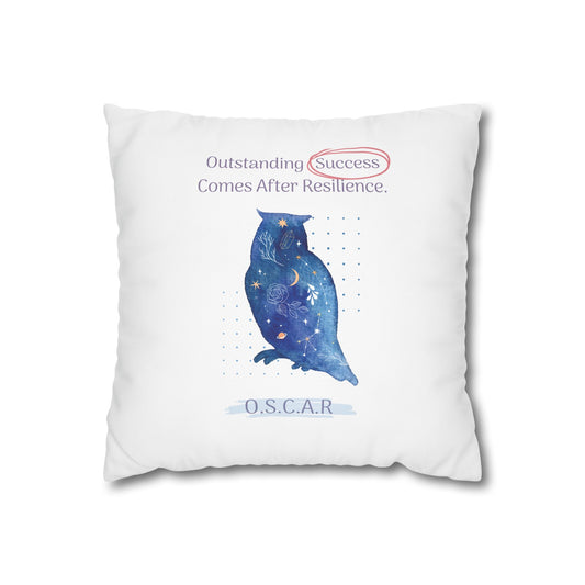 Customized monogrammed pillowcase with personalized quote. High-quality poly canvas square cushion cover, ideal for housewarming, wedding, or anniversary gifts with bespoke text.