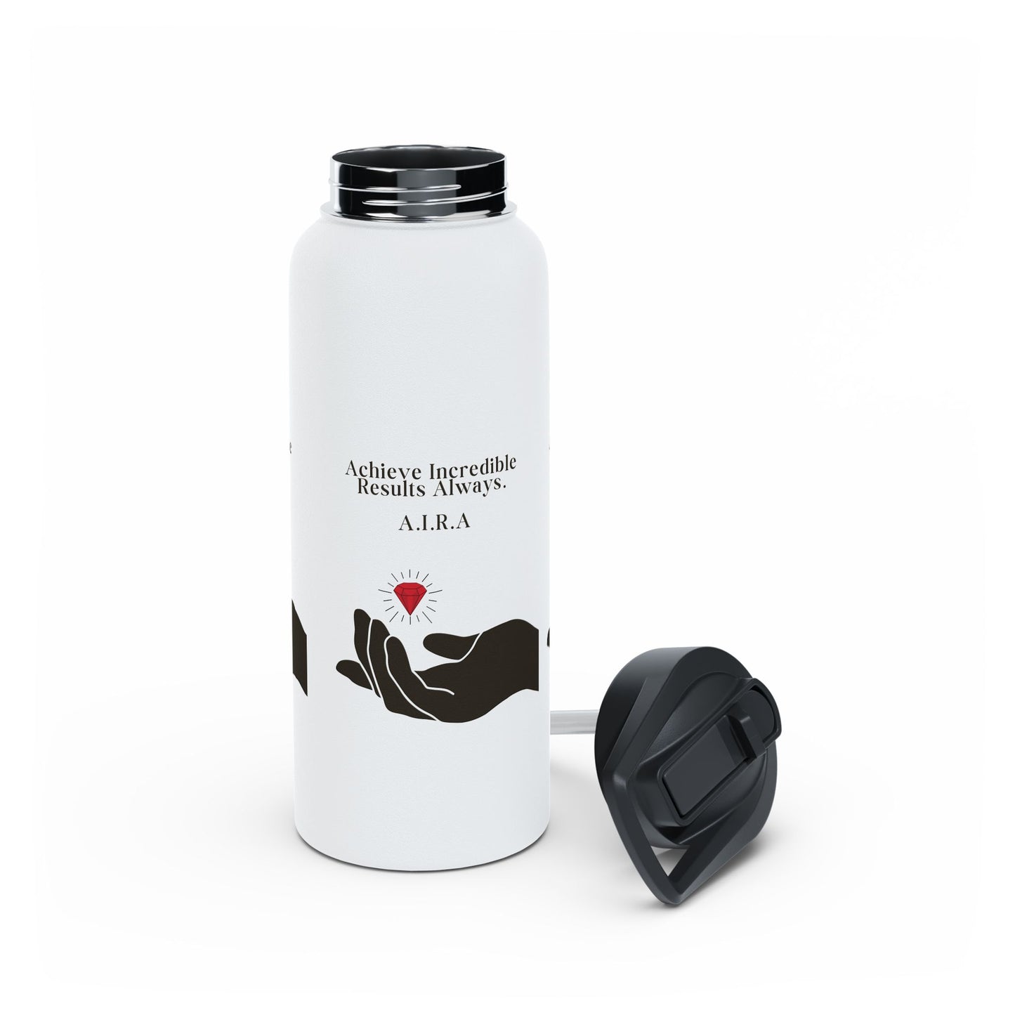 Personalized Initial Quote Hand and Gem Stainless Steel Water Bottle