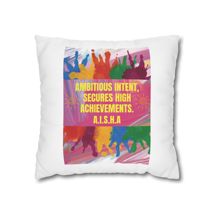 Personalized Initial Quote Colorful Paint — Custom Sayings on Square Poly Canvas Pillowcase
