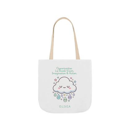 Personalized Initial Quote Cloud Dripping Canvas Tote Custom Name