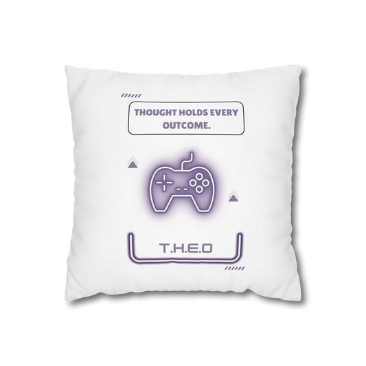 Customized monogrammed pillowcase with personalized quote. High-quality poly canvas square cushion cover, ideal for housewarming, wedding, or anniversary gifts with bespoke text.