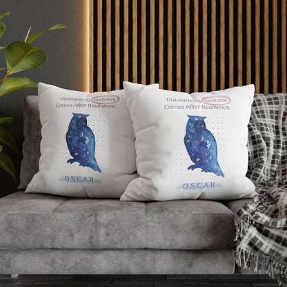 Personalized Initial Quote Galaxy Owl — Custom Sayings on Square Poly Canvas Pillowcase