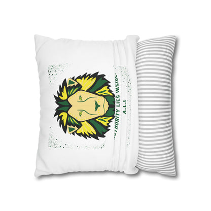 Personalized Initial Quote Lion — Custom Sayings on Square Poly Canvas Pillowcase