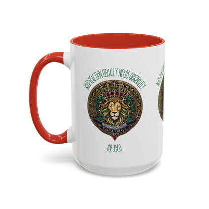 Personalized Initial Circled Lion Accent Coffee Mug