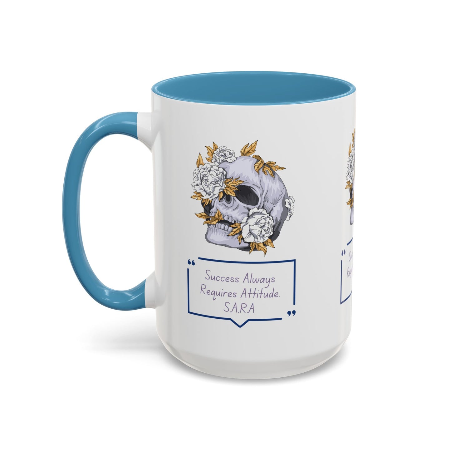 Personalized Initial Floral Skull Accent Coffee Mug