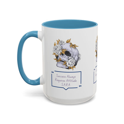 Personalized Initial Floral Skull Accent Coffee Mug