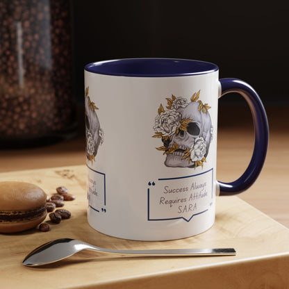 Personalized Initial Floral Skull Accent Coffee Mug