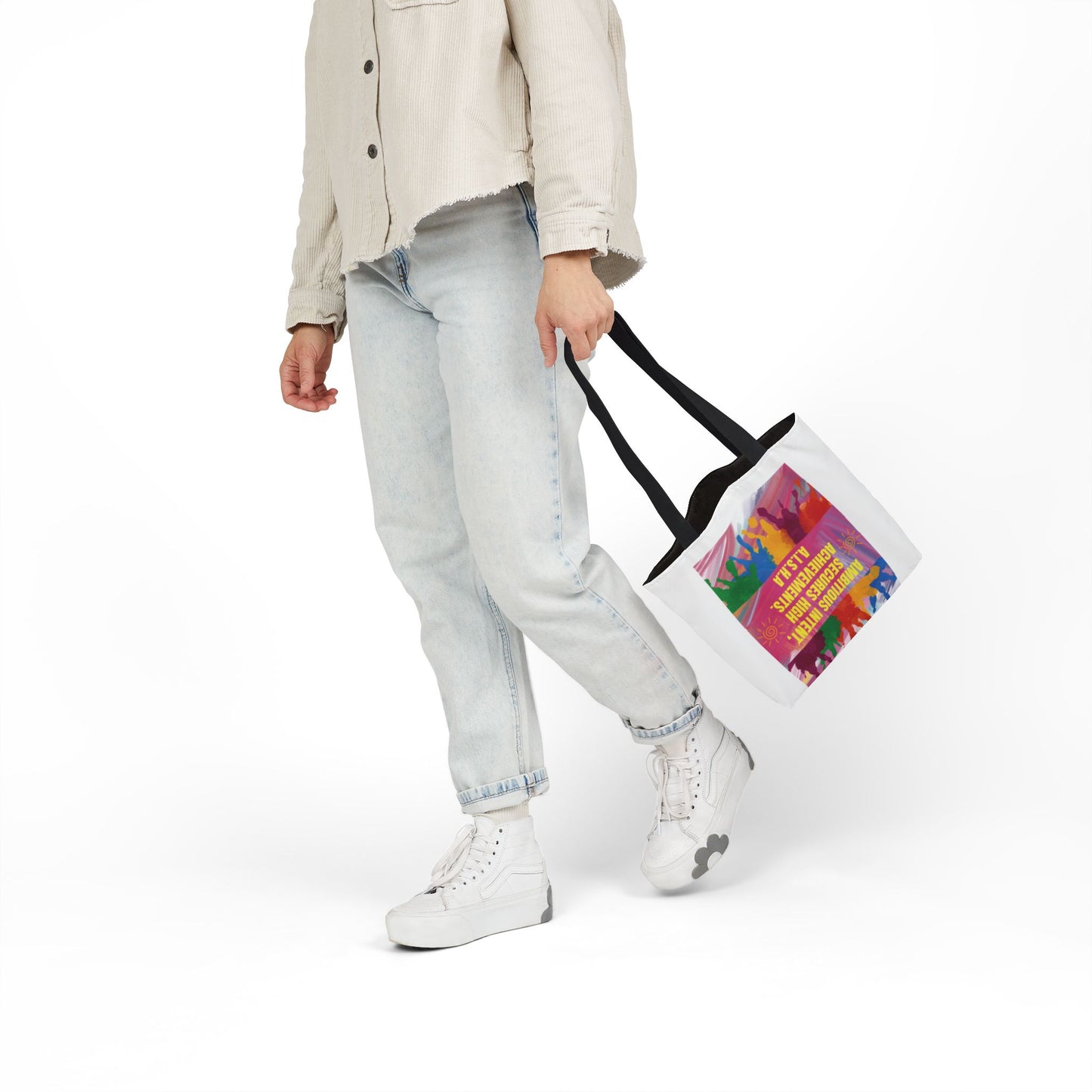 Personalized Initial Quote Colorful Paint Canvas Tote Custom Name