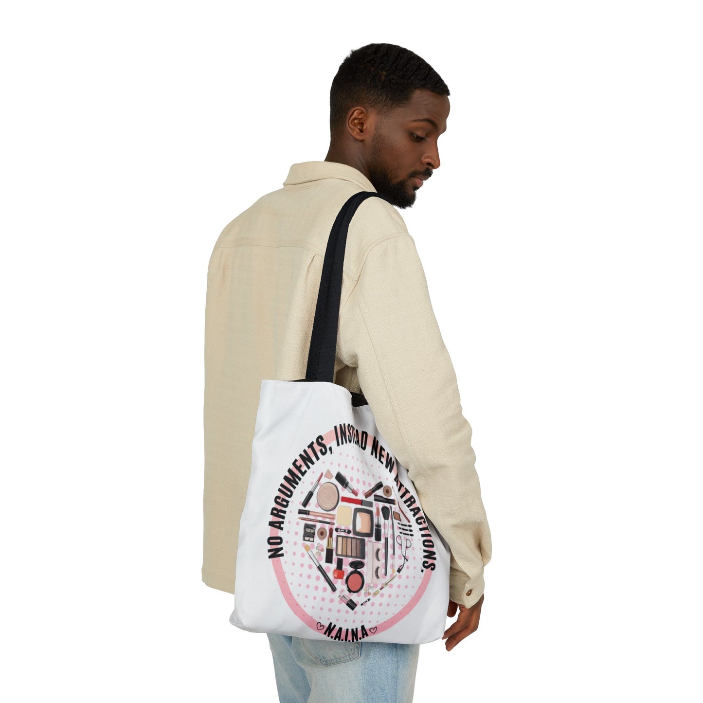 Personalized Initial Quote Cosmetic Heart Canvas Tote Custom Name