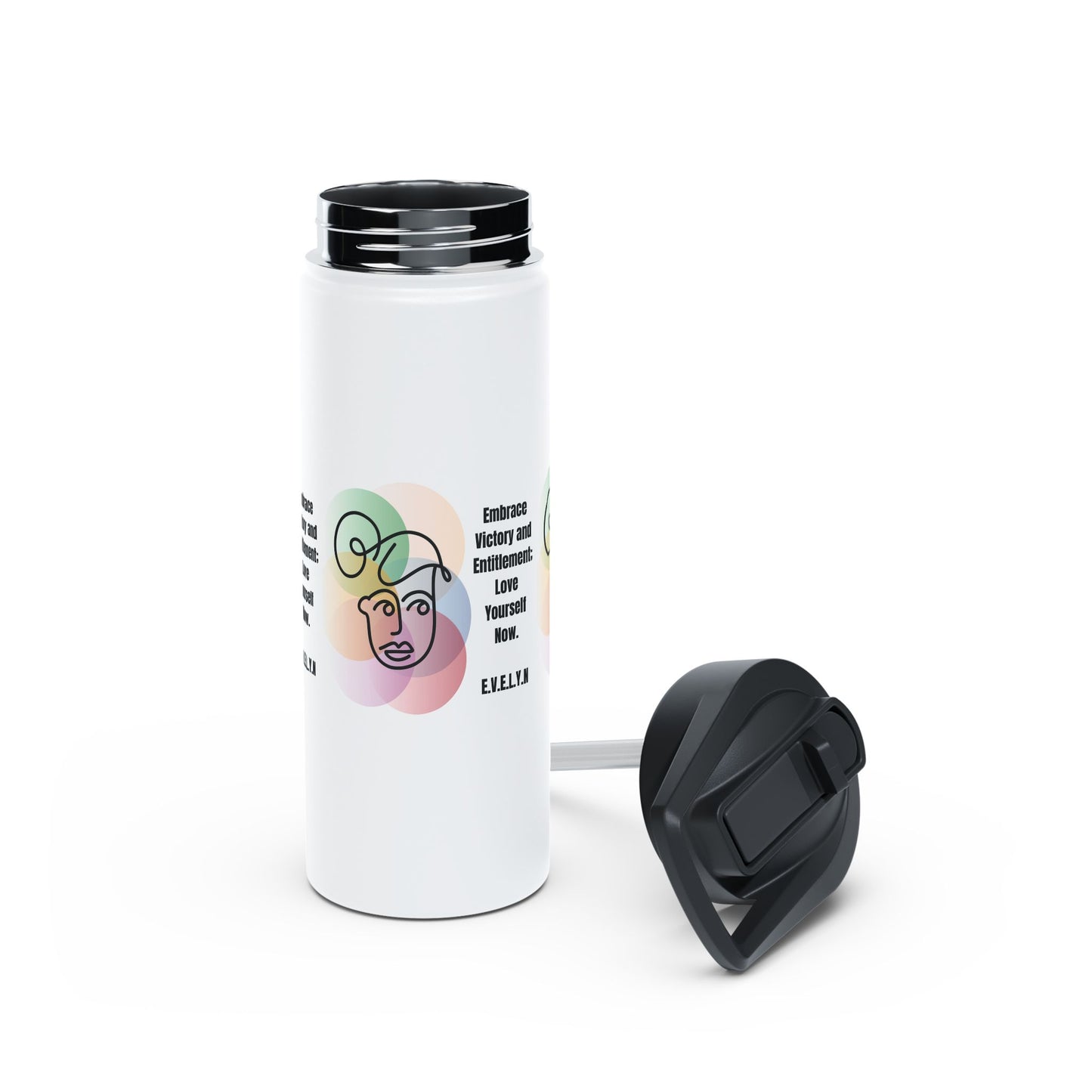 Personalized Initial Quote Sketch Girl Stainless Steel Water Bottle