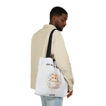 Personalized Initial Quote Exquisite Cat Canvas Tote Custom Name