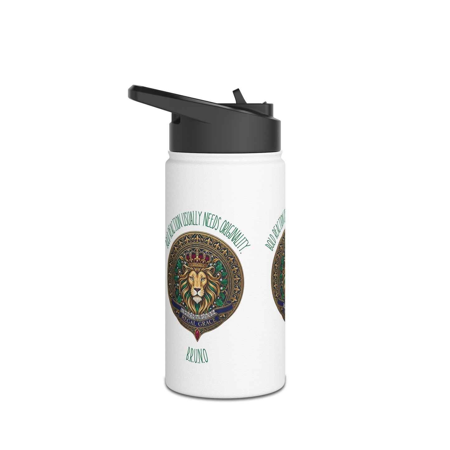 Personalized Initial Quote Circled Lion Stainless Steel Water Bottle