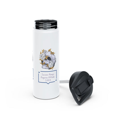Personalized Initial Quote Floral Skull Stainless Steel Water Bottle
