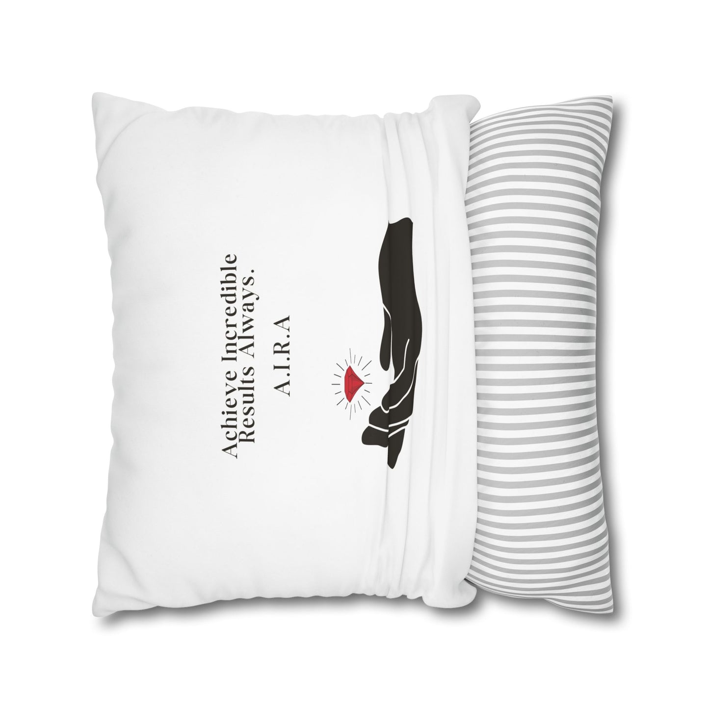 Personalized Initial Quote Gem Hand — Custom Sayings on Square Poly Canvas Pillowcase