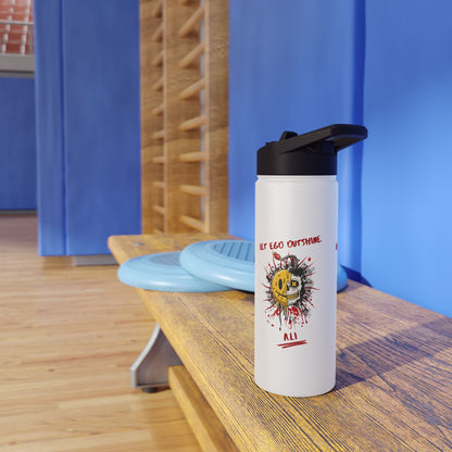 Personalized Initial Quote Split Smile Skull Stainless Steel Water Bottle