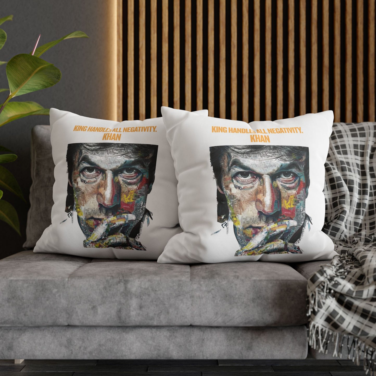 Personalized Initial Quote Khan — Custom Sayings on Square Poly Canvas Pillowcase