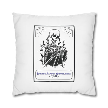Personalized Initial Quote Skeleton — Custom Sayings on Square Poly Canvas Pillowcase