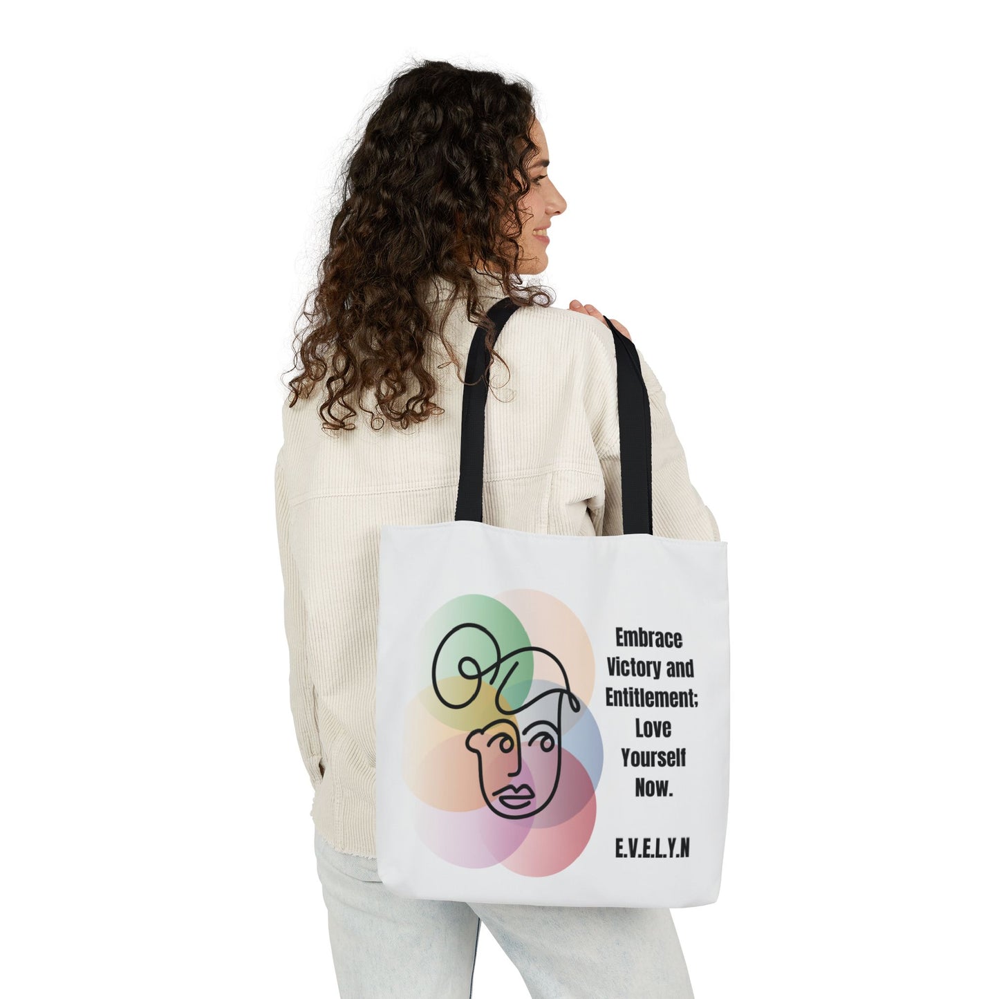 Personalized Initial Quote Sketch Girl Canvas Tote Custom Name