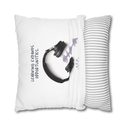 Personalized Initial Quote Headphone — Custom Sayings on Square Poly Canvas Pillowcase