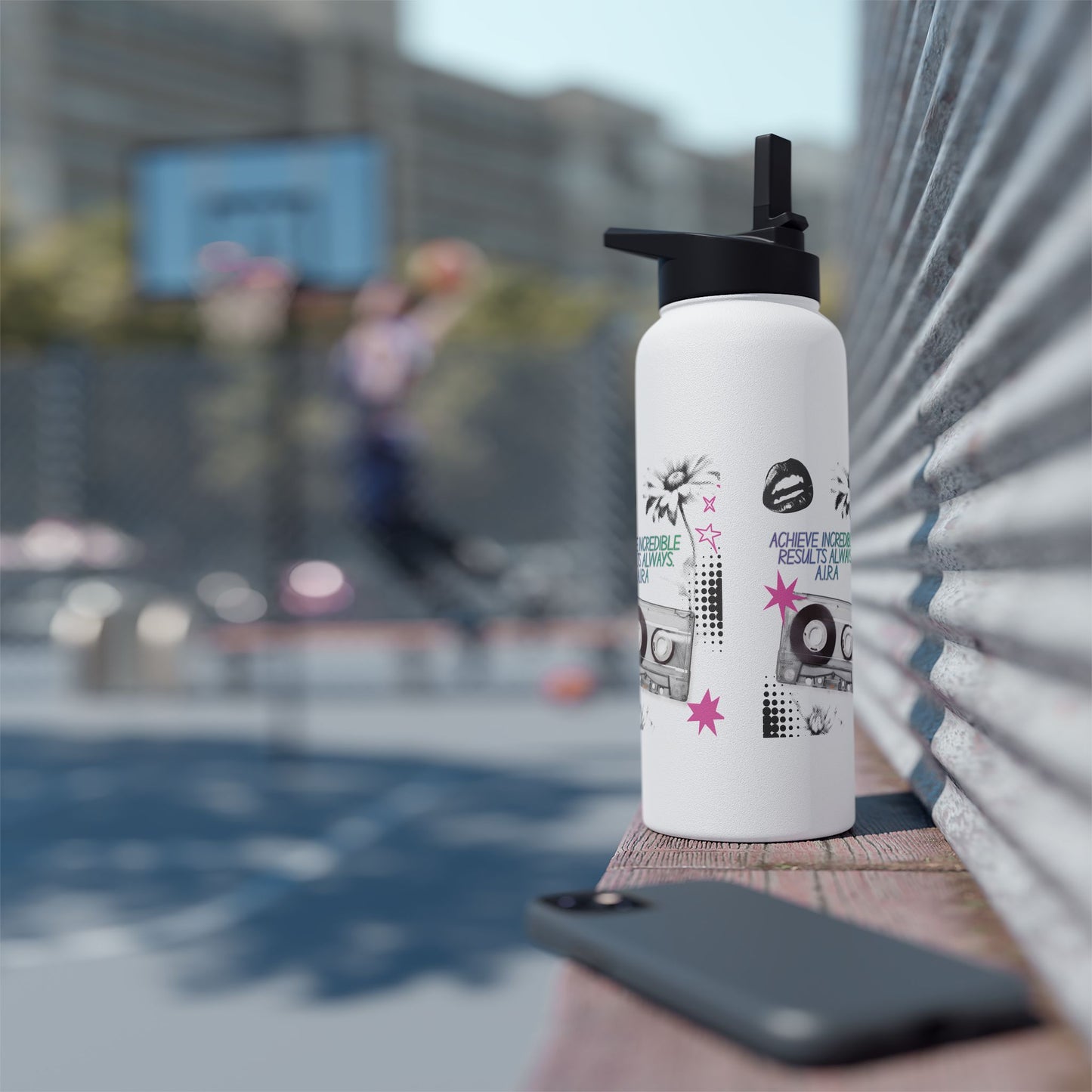 Personalized Initial Quote Cassette Stainless Steel Water Bottle