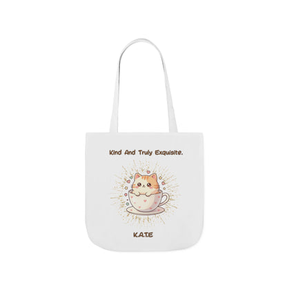 Personalized Initial Quote Exquisite Cat Canvas Tote Custom Name