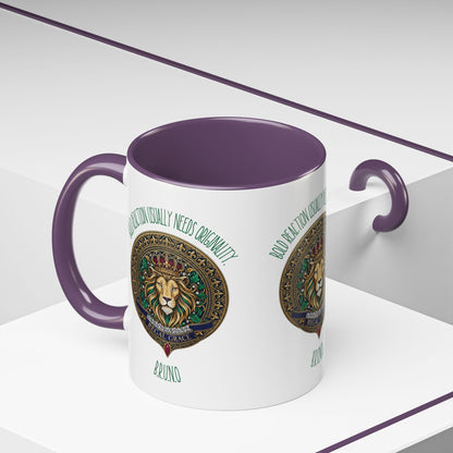 Personalized Initial Circled Lion Accent Coffee Mug