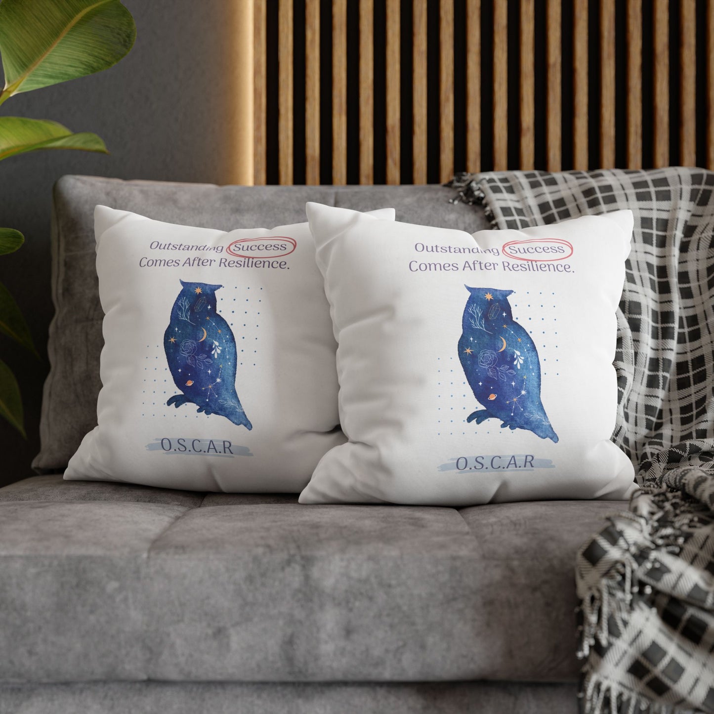 Personalized Initial Quote Galaxy Owl — Custom Sayings on Square Poly Canvas Pillowcase
