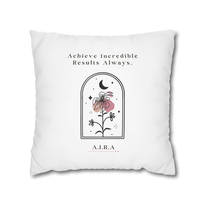 Personalized Initial Quote Floral Moon — Custom Sayings on Square Poly Canvas Pillowcase