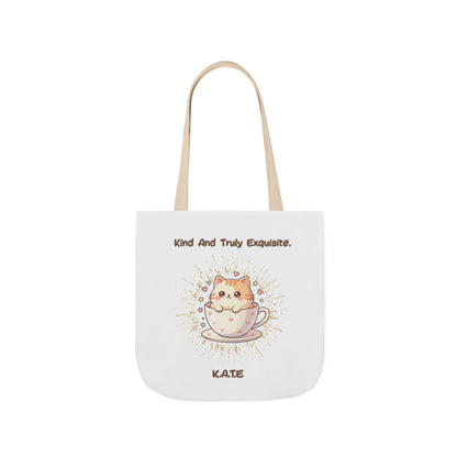 Personalized Initial Quote Exquisite Cat Canvas Tote Custom Name