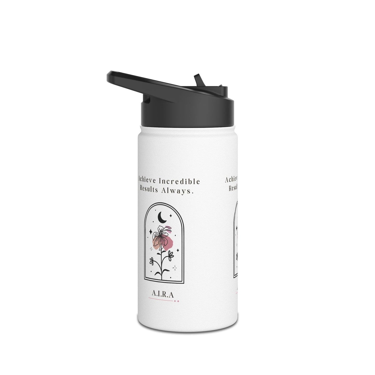 Personalized Initial Quote Floral Moon Stainless Steel Water Bottle