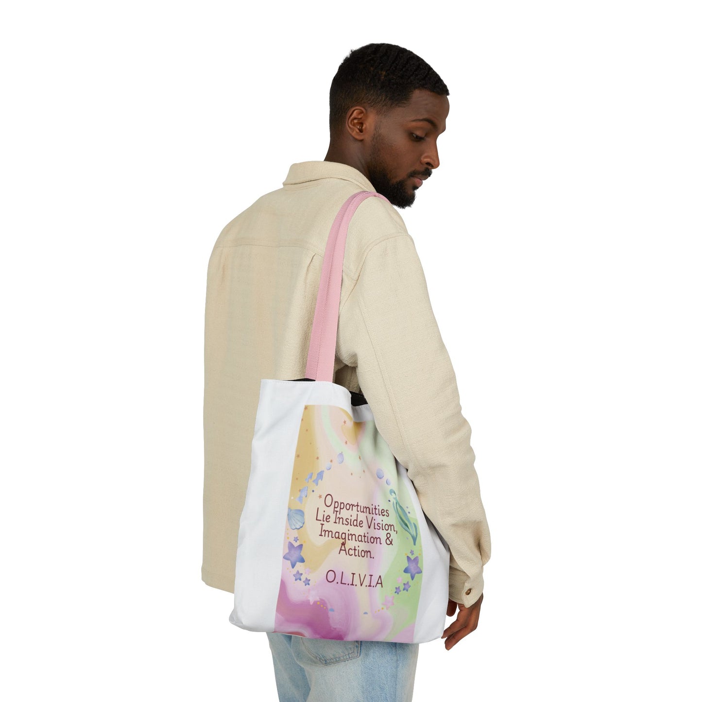 Personalized Initial Quote Ocean Theme Canvas Tote Custom Name