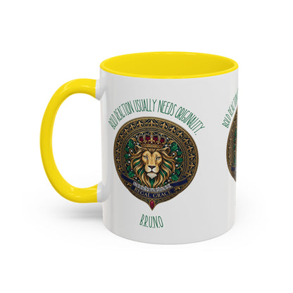 Personalized Initial Circled Lion Accent Coffee Mug