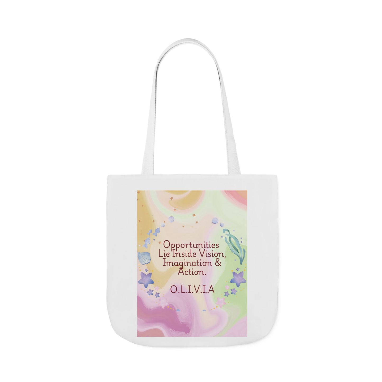 Personalized Initial Quote Ocean Theme Canvas Tote Custom Name