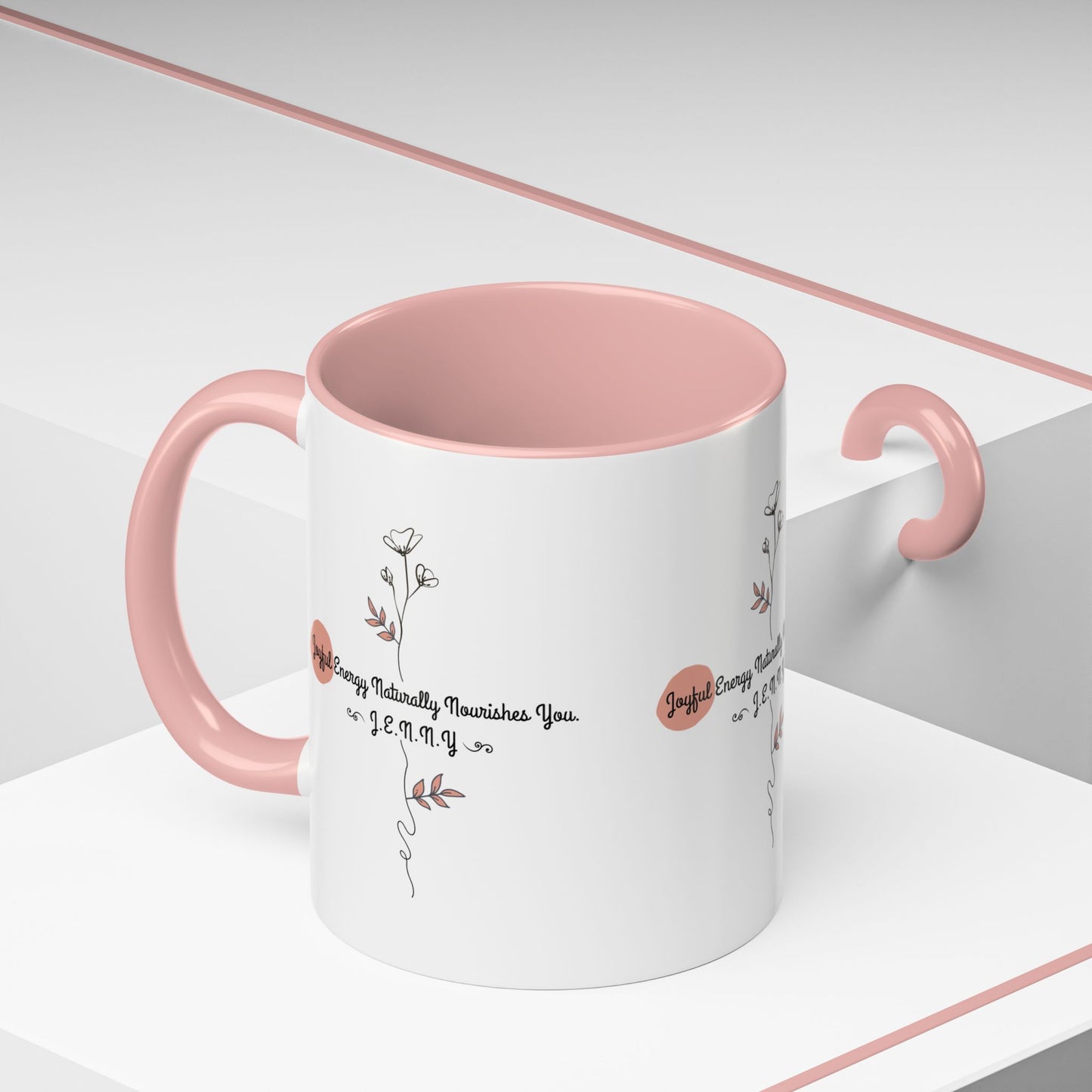 Personalized Initial Floral Minimalist Accent Coffee Mug