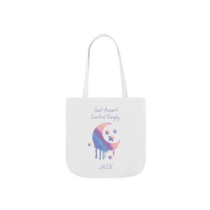 Personalized Initial Quote Moon Dripping Canvas Tote Custom Name