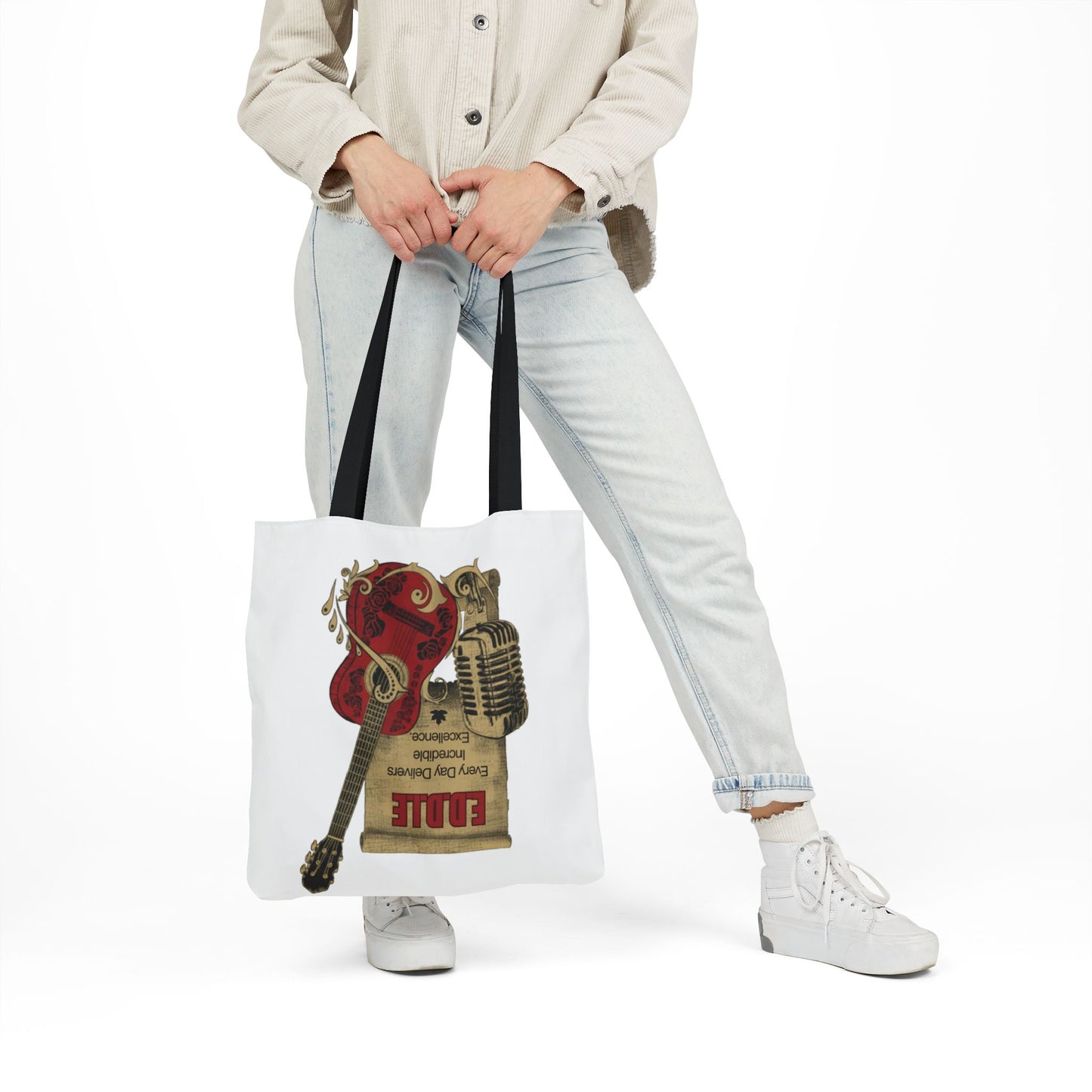 Personalized Initial Quote Guitar Canvas Tote Custom Name