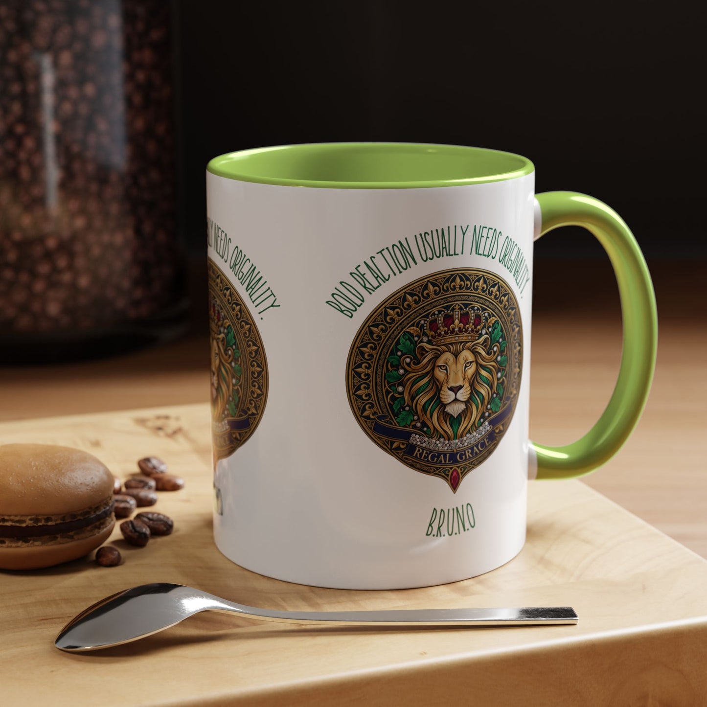 Personalized Initial Circled Lion Accent Coffee Mug