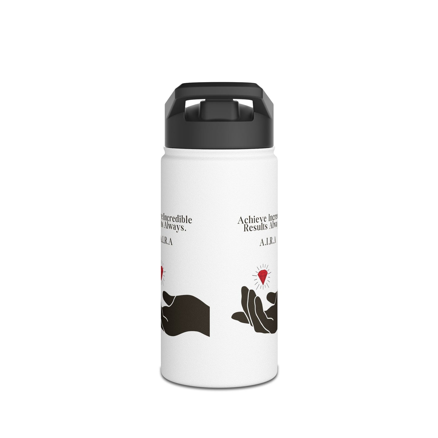 Personalized Initial Quote Hand and Gem Stainless Steel Water Bottle